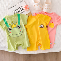 Baby One-piece Clothes Summer New Cute Cartoon Baby Short Sleeve Climbing Suit Bag Fart Shorts Out To Serve Baby Clothes