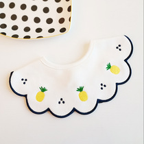 Baby petal bib 360 rotatable round mouth towel baby cotton bib cute embroidery Childrens rice pocket