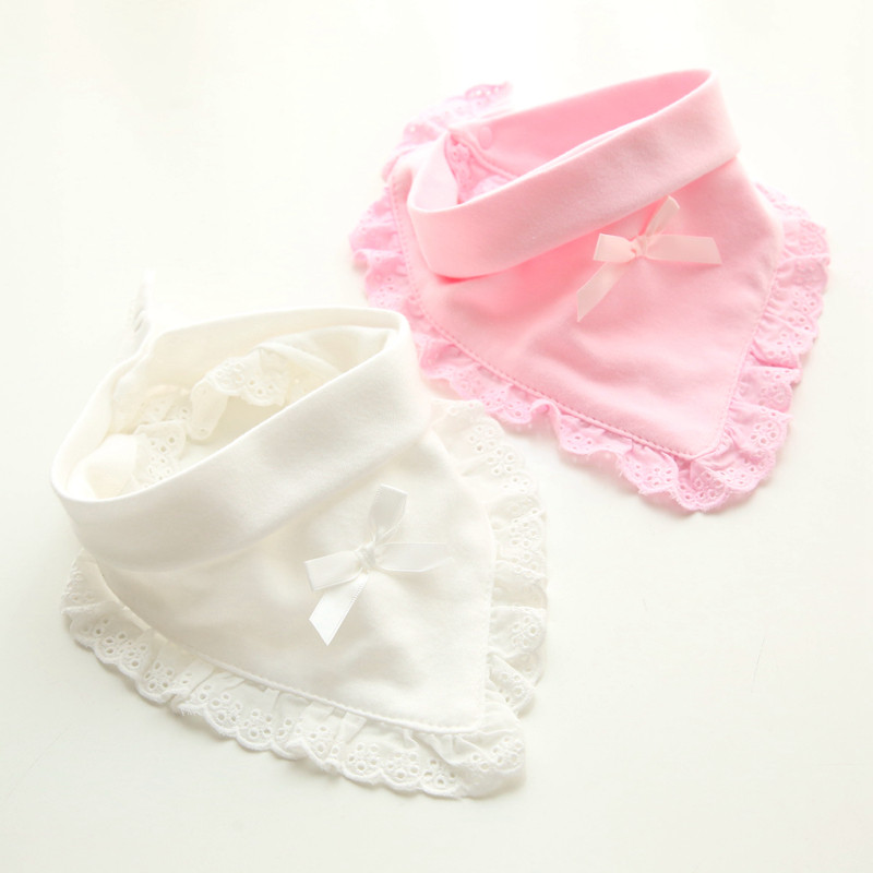 Princess lace triangle towel baby saliva towel newborn baby girl bib cotton double embroidered bib scarf