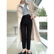 Pumen XUS treasure trench coat lightweight wrinkle-resistant wool 2021 new waist long trench coat women