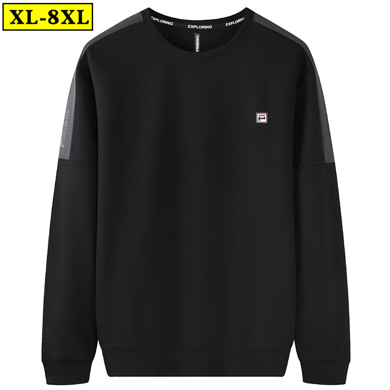 Plus fat plus size sweater men's autumn big belly fat man fat guy loose middle-aged dad round neck long-sleeved bottoming shirt
