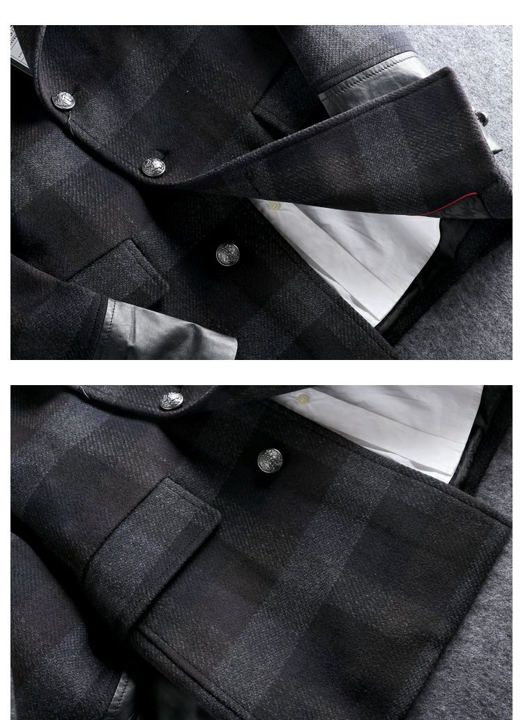 Áo len nam mùa đông Áo len gió Hàn Quốc Slim Winter Stand Cổ áo kẻ sọc Tiếng Anh 8016 7007 jacket nam