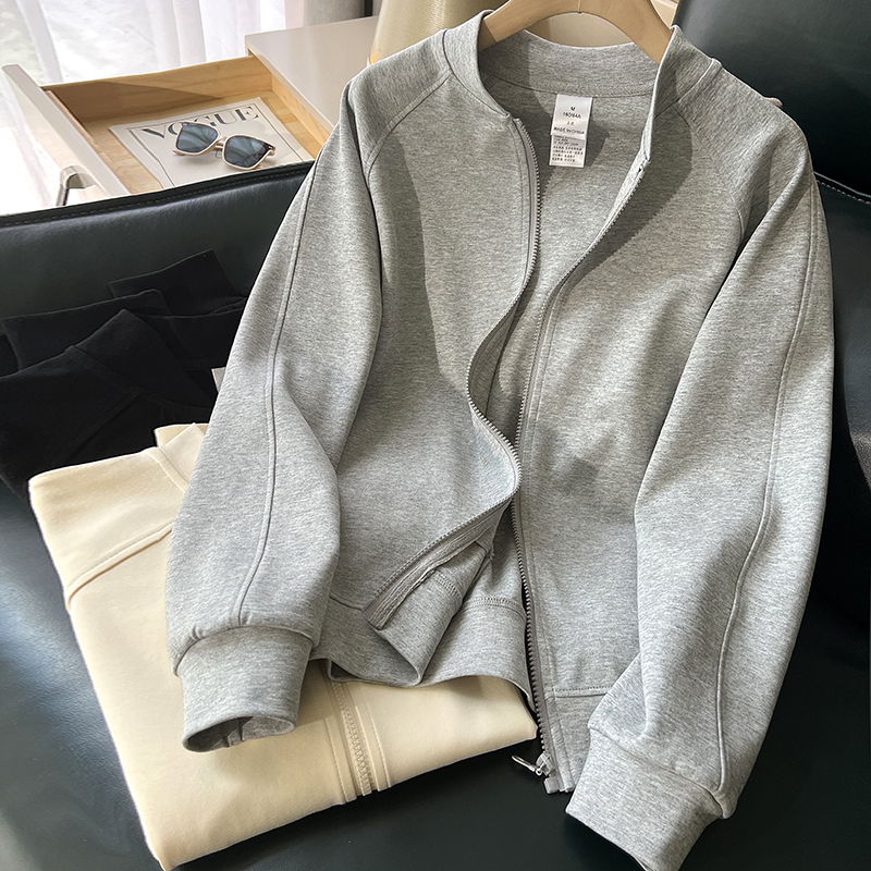 Casual Sweatshirt Jacket for Women, Cardigan, Spring and Autumn 2026 New Style, Thin, Loose, Large Size, Stand Collar, Sports Zipper Shirt