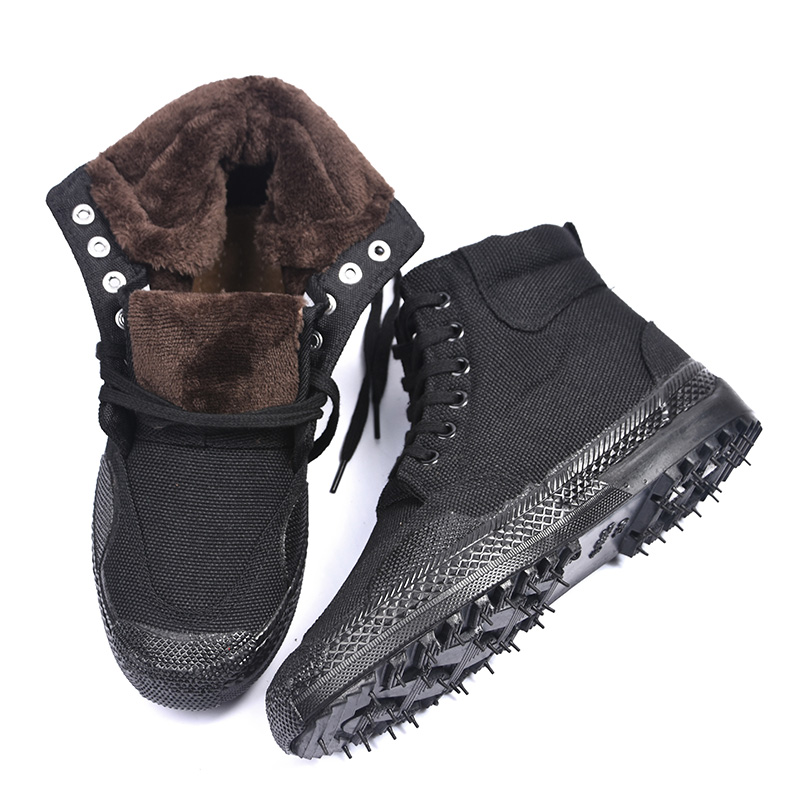 Winter warm liberation shoes men's second cotton cotton shoes high tube plus velvet thickened camouflage work shoes canvas labor insurance shoes wear-resistant