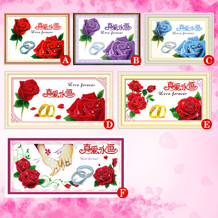 True love eternal cross stitch 2021 new thread stitch small couple wedding ceremony small bedroom living room painting roses
