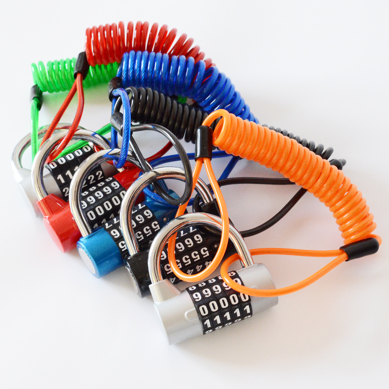 Bicycle locomotive combination lock helmet anti-theft rope spring disc brake reminder rope electric car cart decoration