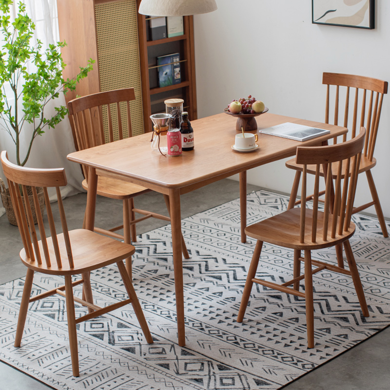 West ten Nordic full solid wood dining table and chairs set with small family Japanese-style log cherry wood furniture minimalist suit