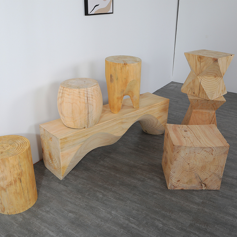 Nordic solid wood mound logs edge a few round stools creative wood tree mounds root carving short stool folk tree stumps pendulum pieces