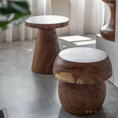 Log stool solid wood pier bench home wood Stump Hotel ornaments coffee table creative wooden pile shaped round stool