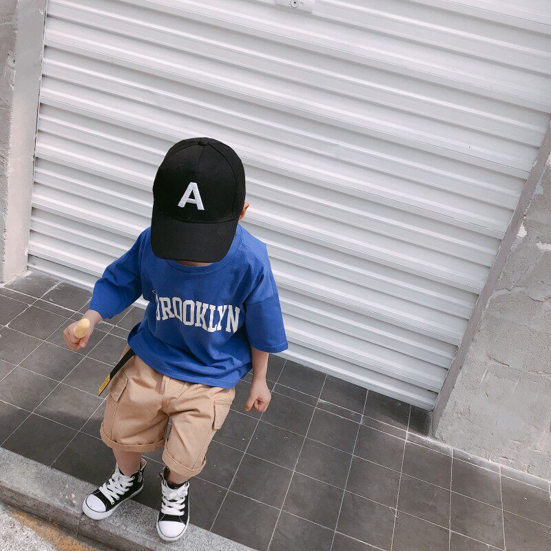 Boys short-sleeved 2019 summer new baby Western style alphabet short-sleeved children's top loose T-shirt bottoming shirt