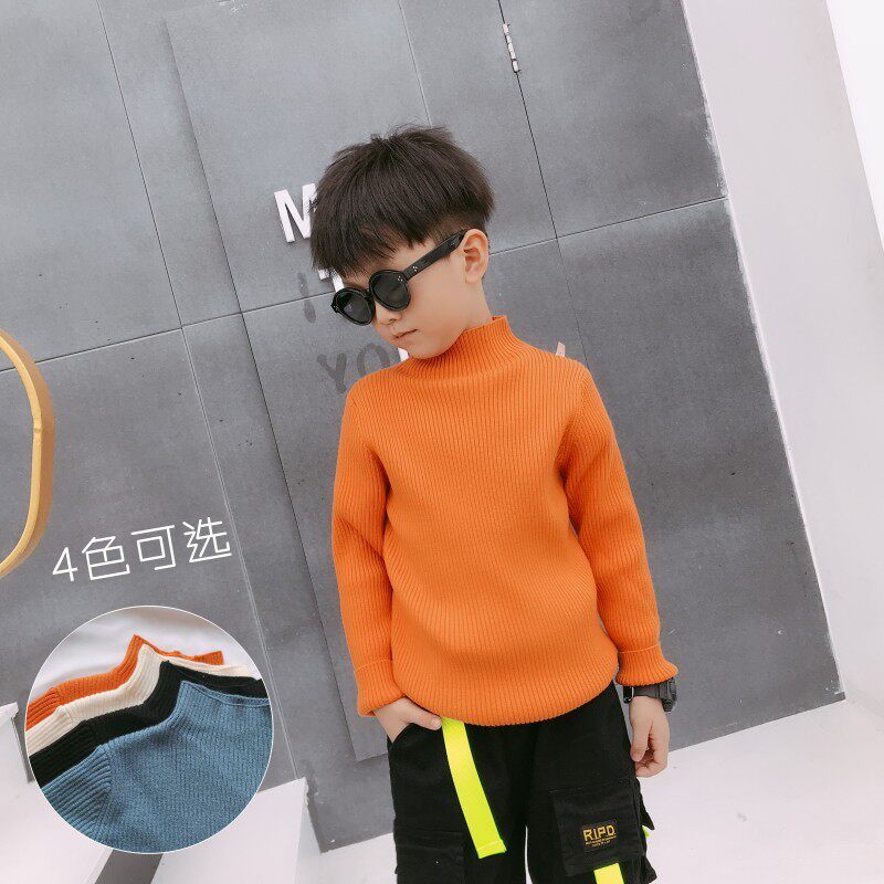 (Clear) Boy's sweater 2019 new children's wear high - collar knitting knife - shirt pure autumn and winter Korean version