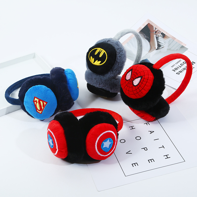 Winter thermal ear cover Children boy Boy student cute cartoon Spider-Man plush ear warm ear covered with ears-Taobao