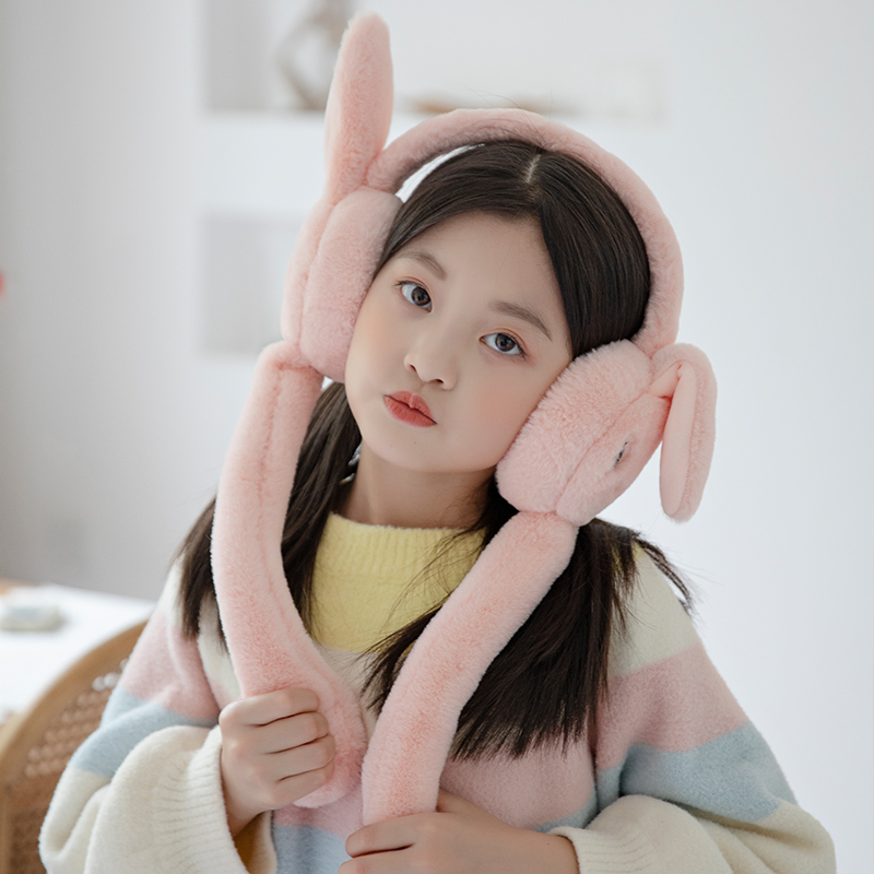 Net red fumbling plush rabbit ear cover children cute earbuds ear tubs ear cover winter warm ear warm ear cover-Taobao