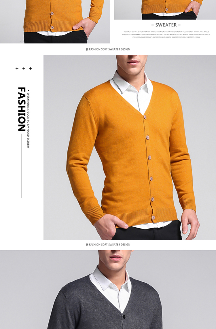 [Ordos đặc biệt] áo len cashmere nam áo len len màu rắn phiên bản Hàn Quốc của áo khoác mỏng [giới hạn 500] quần áo giữ nhiệt nam