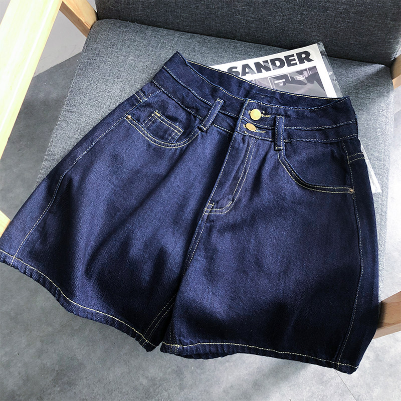 South Korean wide-leg denim shorts women 2021 new thin high waist display slim Han version loose 50% thermal pants Ins