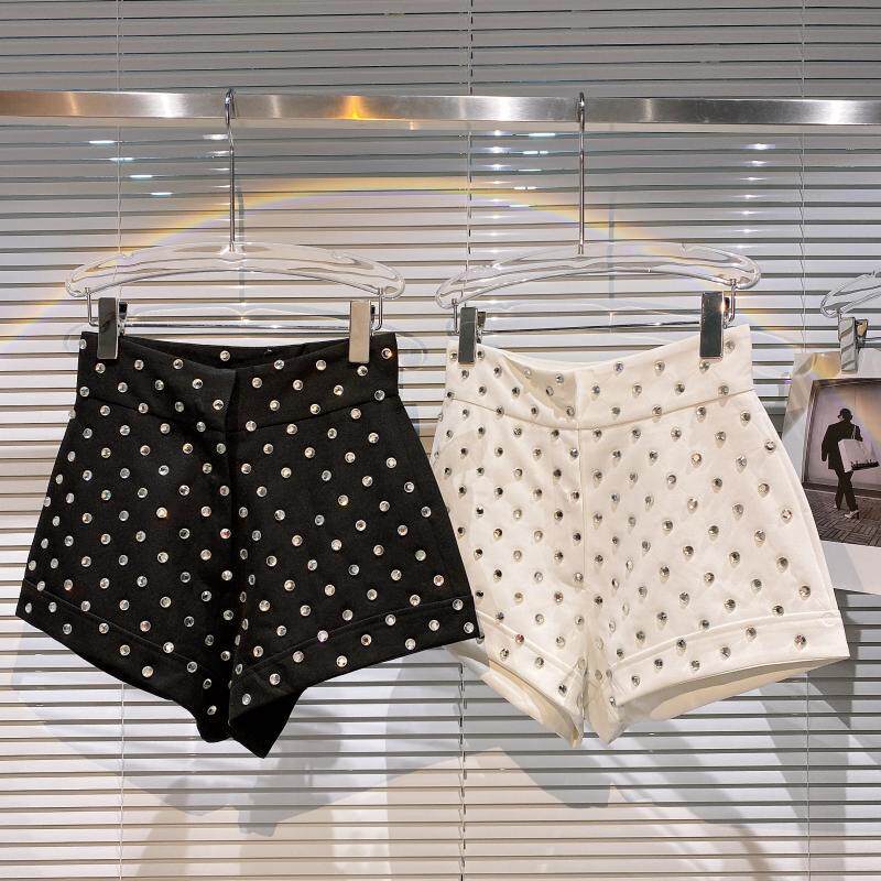 【In Stock for Quick Delivery】New Summer Style Large Glass Rhinestone Hotfix Elegant Three-Quarter Pants Suit Shorts for Women 【In Stock for Quick Delivery】New Summer Style Large Glass Rhinestone Hotfix Elegant Three-Quarter Pants Suit Shorts for Women