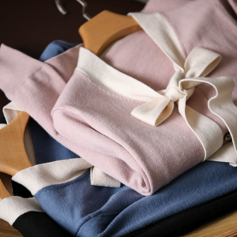 Love To Bone Marrow Sweet and Less Temperament Butterfly Knot Lace Short wool knit cardiovert jacket woman