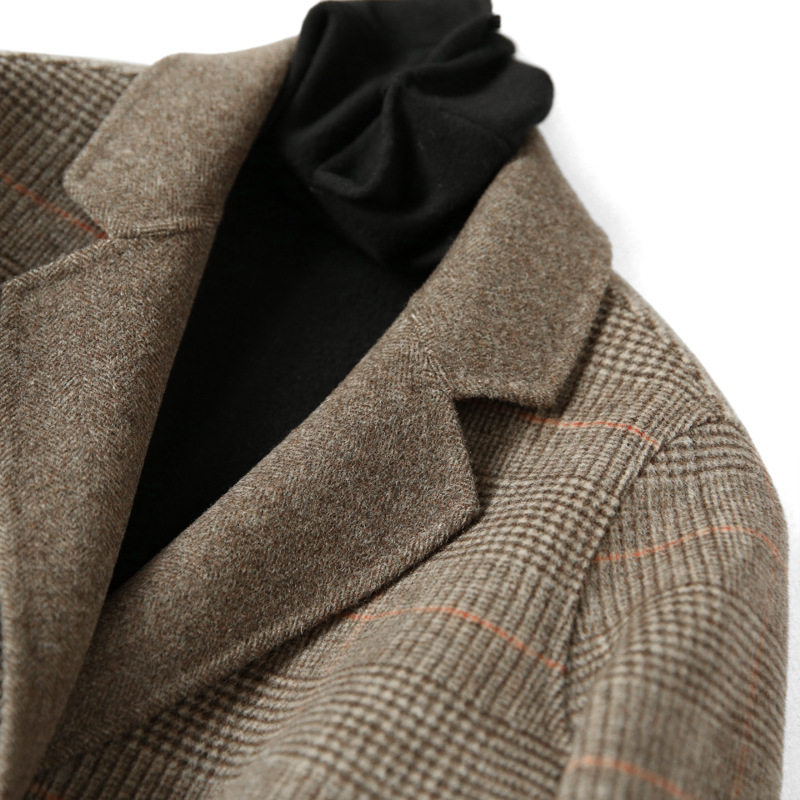 Kou Mi popular small man high-end double-sided cashmere coat Women's short small plaid suit Wool coat