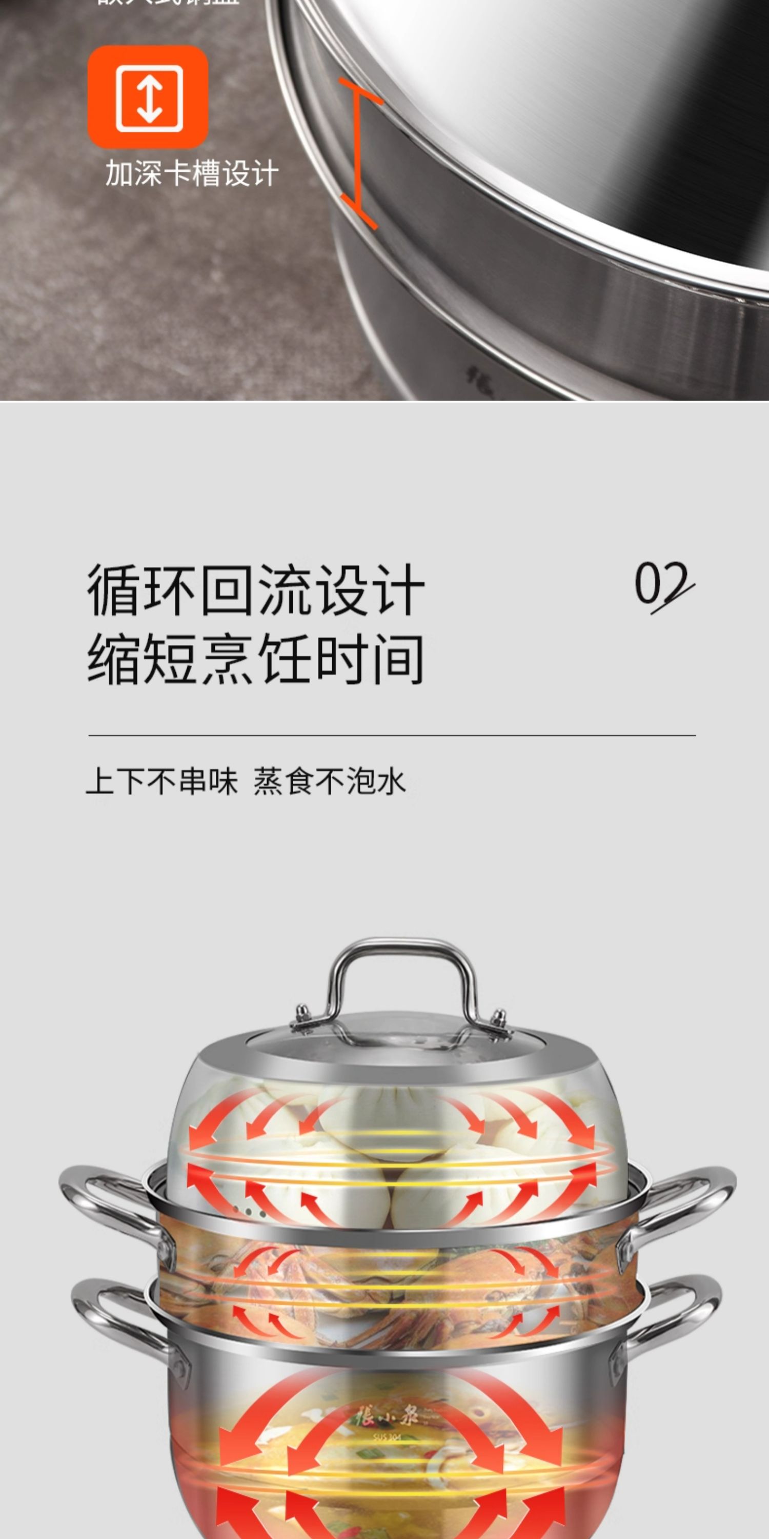 安享好物 安享A级蒸锅-张小泉不锈钢 多用蒸锅  
