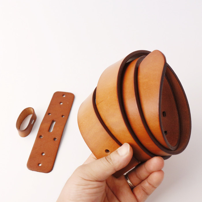 New Pint American Saddle Leather Chromed Leather Strap No Head Men's Belt Korean Version Fashion Tide Men 4 5MM with strips