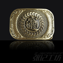 Retro brass auspicious symbol cross mens pure copper copper belt buckle plate buckle all copper belt head smooth Buckle Head