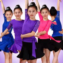 Performance suit Childrens Latin dance suit Dance practice suit Latin dance costume Dance costume Purple practice suit