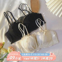 Anti-walking light small chest coaling lingerie woman No steel ring Teenage Girl Smear type Wrapped Chest without shoulder strap Meback thin bra hood