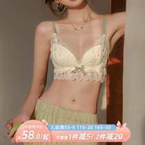 Teenage girl Wind lingerie Sexy ultra slim collection Drooping Without Steel Ring Big Chest Display Small Pure Desire Lace Bra Suit