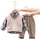 Boys plus velvet thickened three-piece baby winter clothes suit 2022 winter baby outing clothes cotton clothes 1-3 years old