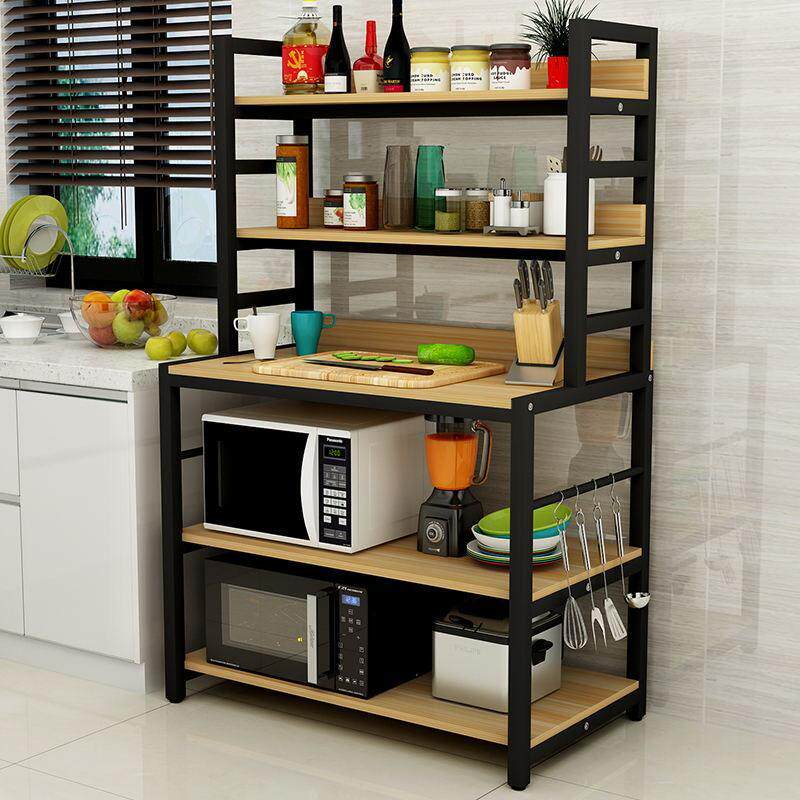 Kitchen shelving multilayer floor-floor storage containing bowls trays Home Dining Sides Overall Cupboard Oven Microwave Oven racks