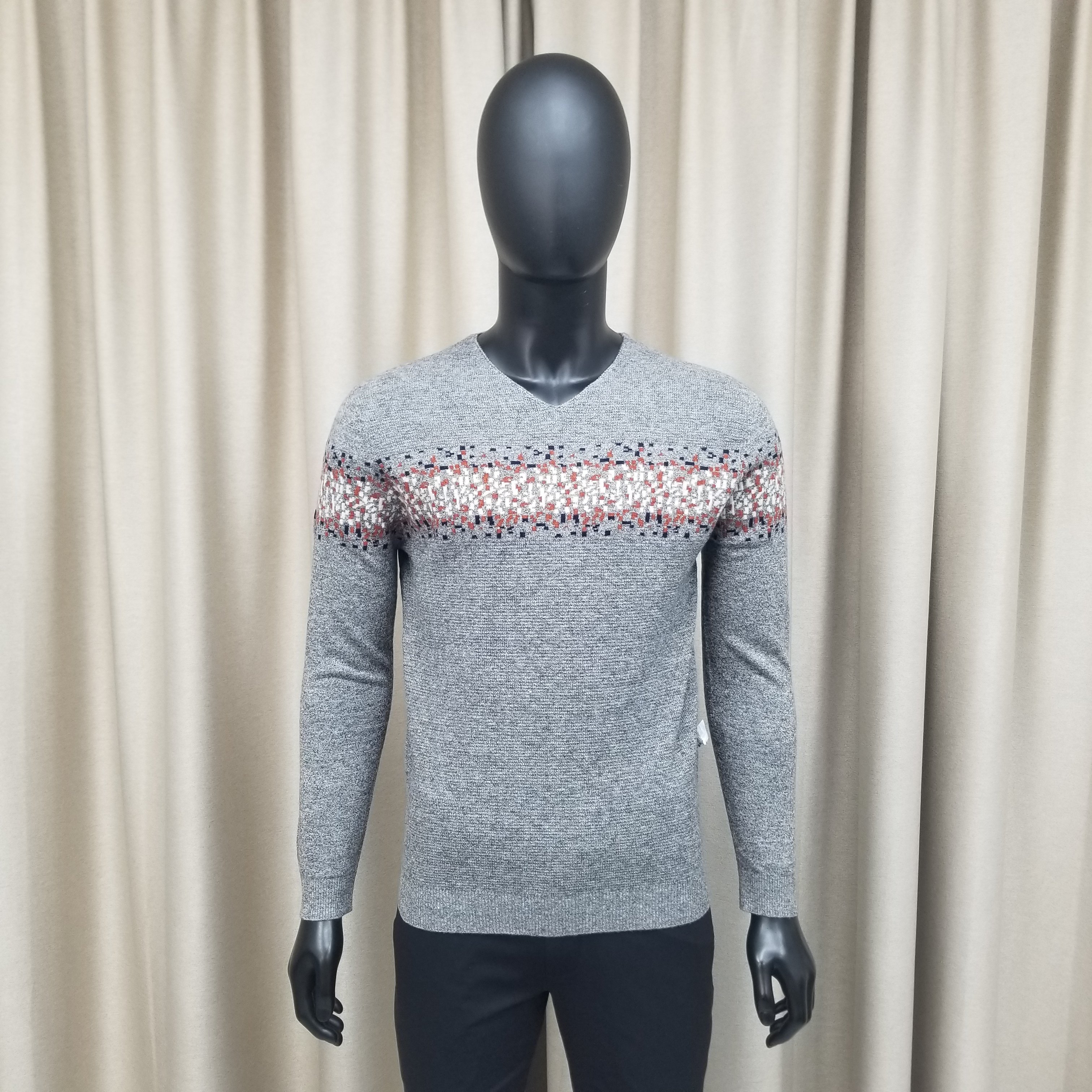 Plock's new men's shirt wool bottoming long-sleeved T-shirt V-neck business casual young and middle-aged knitted thin sweater 1