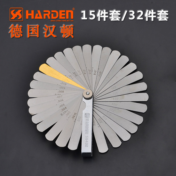 German Henton stainless steel feeler 32-piece metric-Imperial feeler gauge imported plug gauge high-precision thin gauge gap feeler gauge