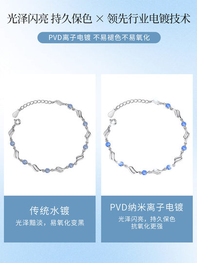 999 Sterling Silver Ocean Heart Bracelet Girls Style Light Luxury Niche 2025 New Bracelet Birthday Christmas Gift