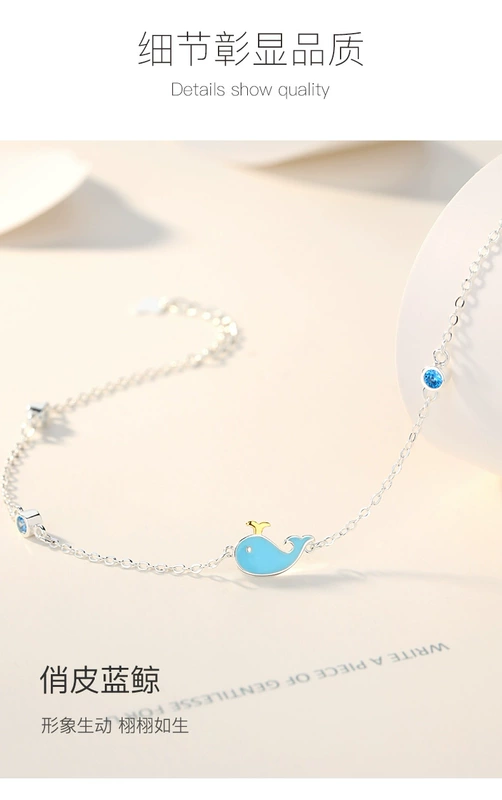 Blue Dolphin 925 Sterling Silver 2019 New Anklet Nữ Hàn Quốc Xã hội Nữ tính Đơn giản Sinh viên tươi Sen lắc chân pnj