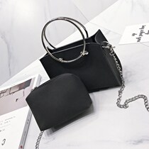 Iron ring mother bag new fashion solid color women bag small bag versatile Hand bag crossbody mini tide ring chain