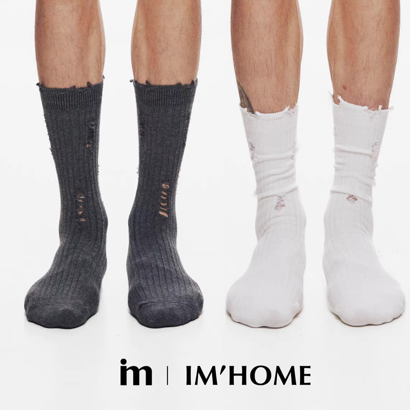 Imhome Men's Long Socks Dark Gray Striped Ripped Slouch Socks Cotton Socks Men's Ripped Mid-Calf Socks Imhome Men's Long Socks Dark Gray Striped Ripped Slouch Socks Cotton Socks Men's Ripped Mid-Calf Socks