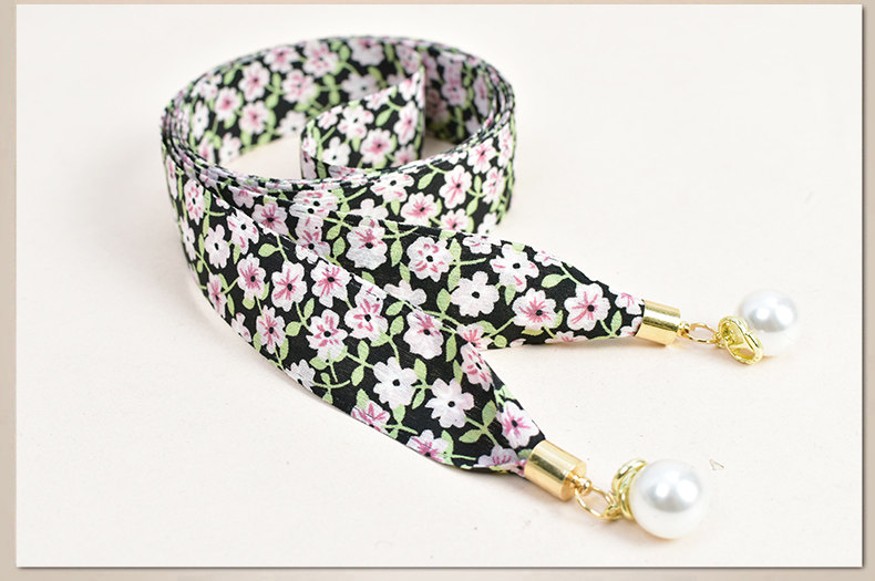 百搭女织带细腰带 窄款小碎花腰链配裙子打结长腰绳 珍珠装饰腰带详情18