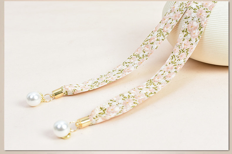 百搭女织带细腰带 窄款小碎花腰链配裙子打结长腰绳 珍珠装饰腰带详情6