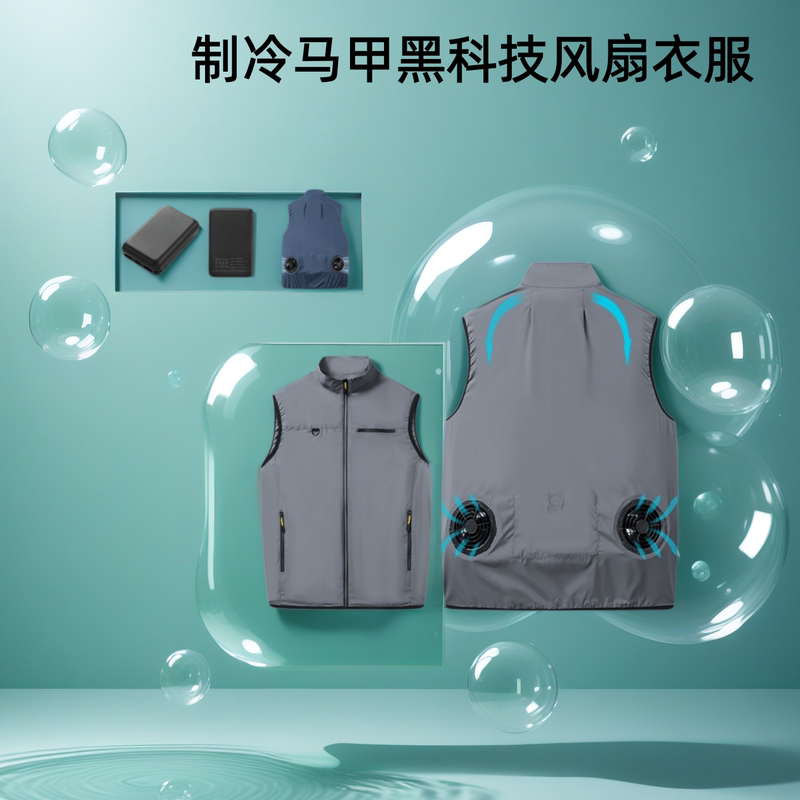 Sun Protection Fan Clothing, Summer Cooling Rechargeable Air-Conditioned Clothing, Short-Sleeved Fan Clothing, Vest, Cooling High-Temperature Outdoor Work Clothes