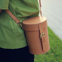 Maison Artisanal × Hand Single Shoulder Bag Handmade Leather Bucket Bag Bucket Bag Men And Women Original Bleached Tannic Cow Leather Customised