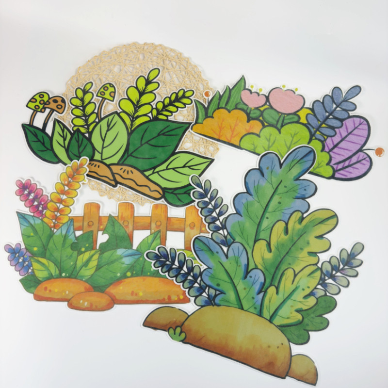 Kindergarten environmental decoration primary school blackboard cultural theme wall stickers felt grass border fence layout supplies