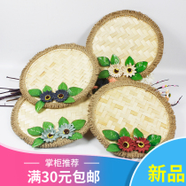 Kindergarten decorative materials bamboo weaving ornaments Chinese style hollow wall ornaments forest system round tassel side bamboo slices