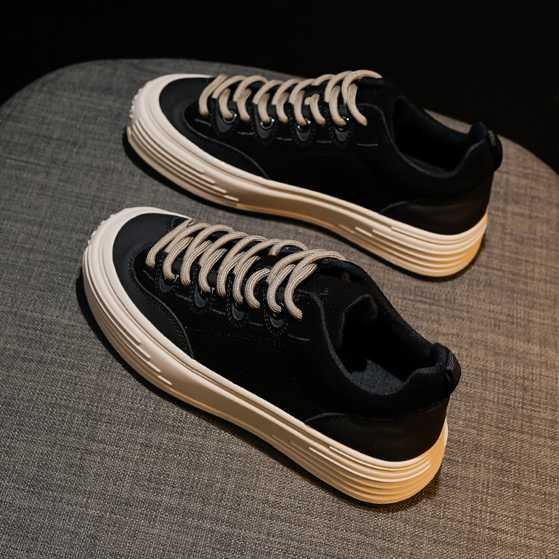 Unstoppable return rate ~ slimming autumn and winter Joker thick bottom sports Torre shoes plus velvet black board shoes net red