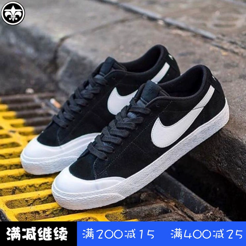 Nike SB Blazer Low Wang Yibo cùng giày nam và giày thể thao đế thấp màu đen 864348-019 - Dép / giày thường