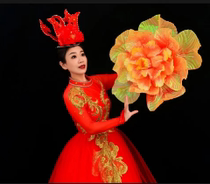 New phantom fluorescent gradient color hand-held flower with a diameter of 70 cm 6-layer peony opening song and dance prop flower