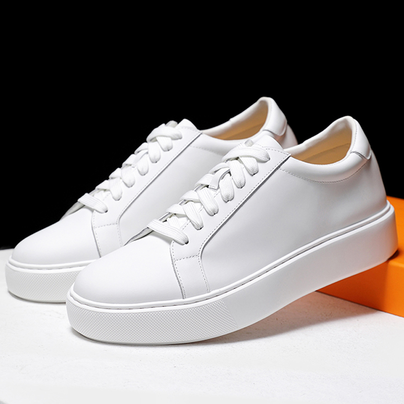 Leijun Model Themw10Cm White Sneakers for Men, Summer Genuine Leather, Height Increase 6/ 8cm Cm, Thick-Soled Business Tw Casual Sneakers