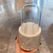 360 rotating makeup brush storage bucket light luxury diamond-encrusted large capacity desktop makeup storage rack high-end lipstick box ins