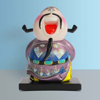 Oriental Folk Art Colorful Clay Figurines for Home Decoration, Smiling Sesame Official and God of Wealth Birthday Gifts and Souvenirs