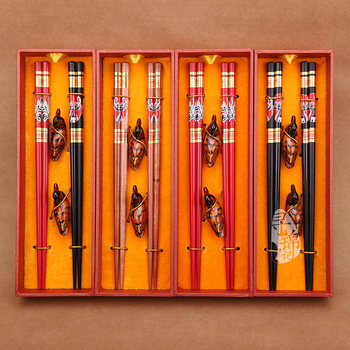 Xunjinji New Product National Treasures Peking Opera Face Paint Lacquerware Chopsticks Chinese Characteristics Creative Gift Decoration Two Pairs Set