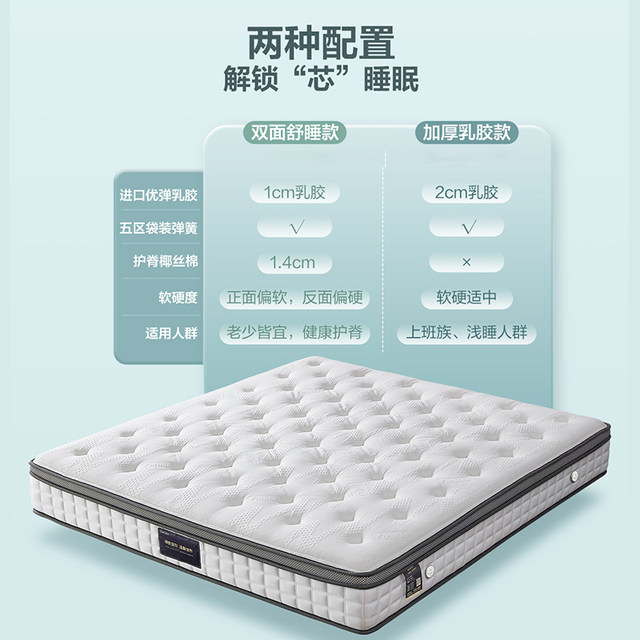 Quanyou Home Latex Mattress Bedroom Household Double Spring Mattress 1.5m soft and hard dual-use Simmons 105168